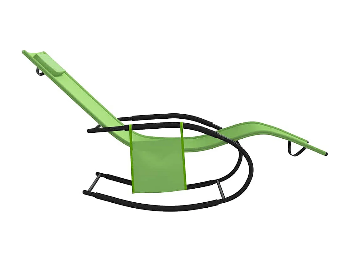 Chaises longues à bascule lot de 2 vert acier et textilène