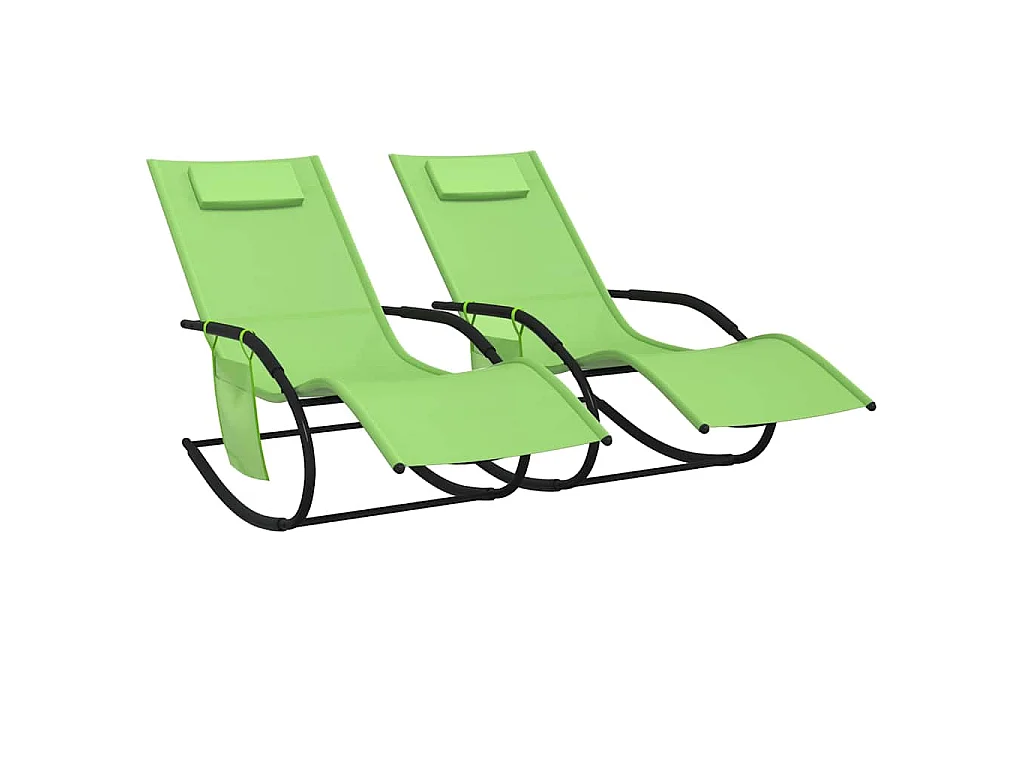 Schaukelliegen 2 Stk. Grün Stahl und Textilene