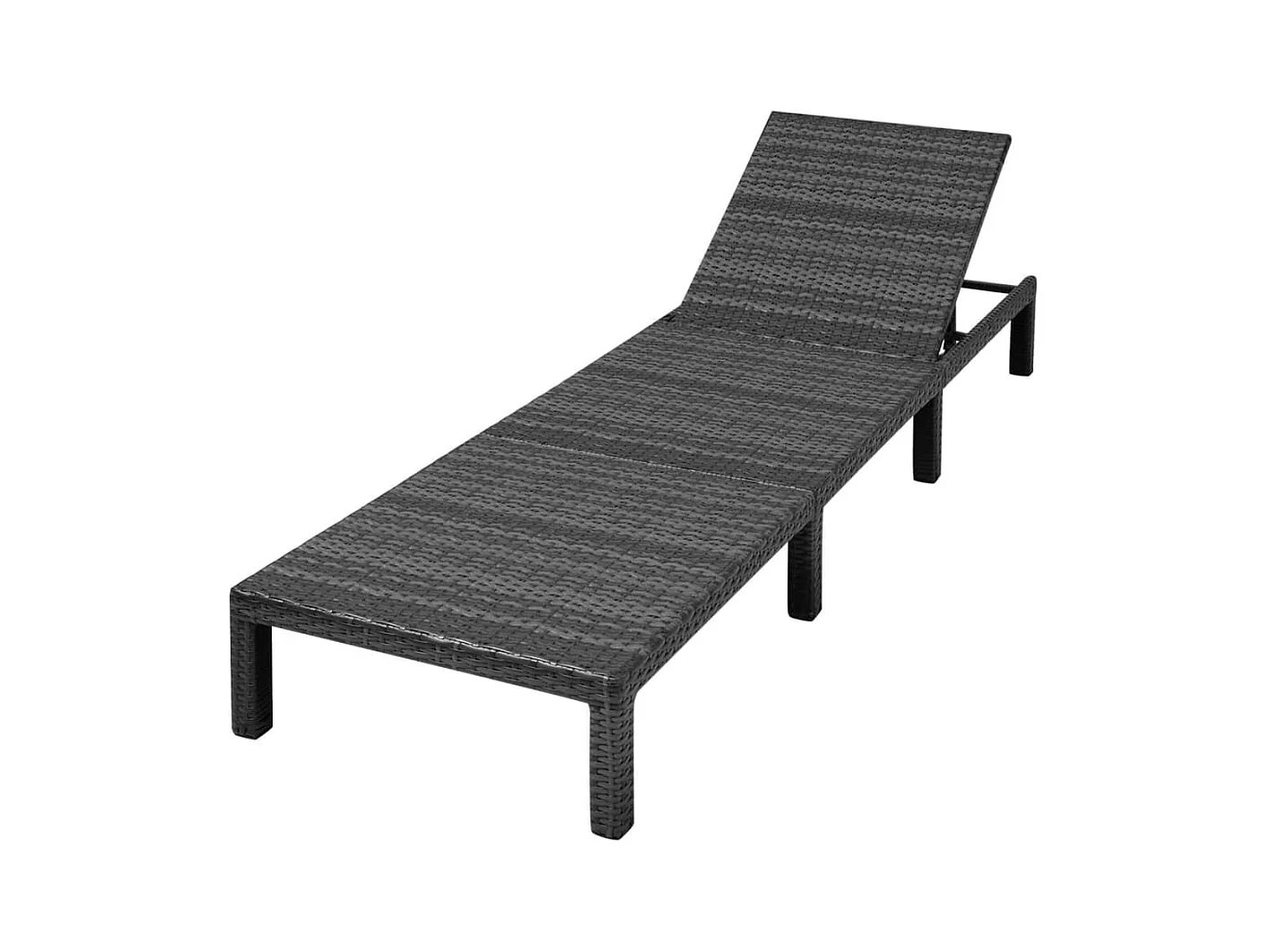 Chaise longue avec coussin Résine tressée Noir