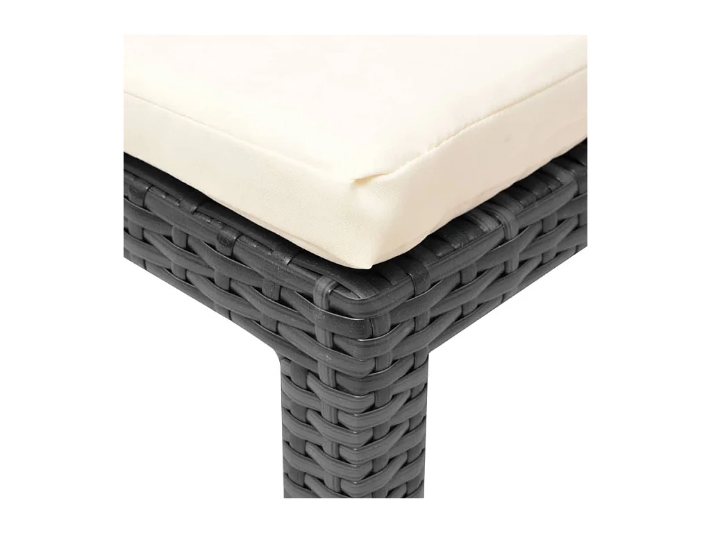 Chaise longue avec coussin Résine tressée Noir