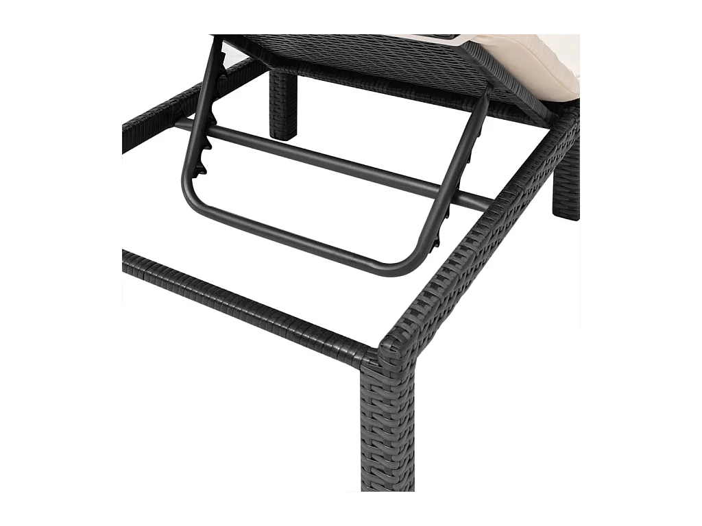 Chaise longue avec coussin Résine tressée Noir