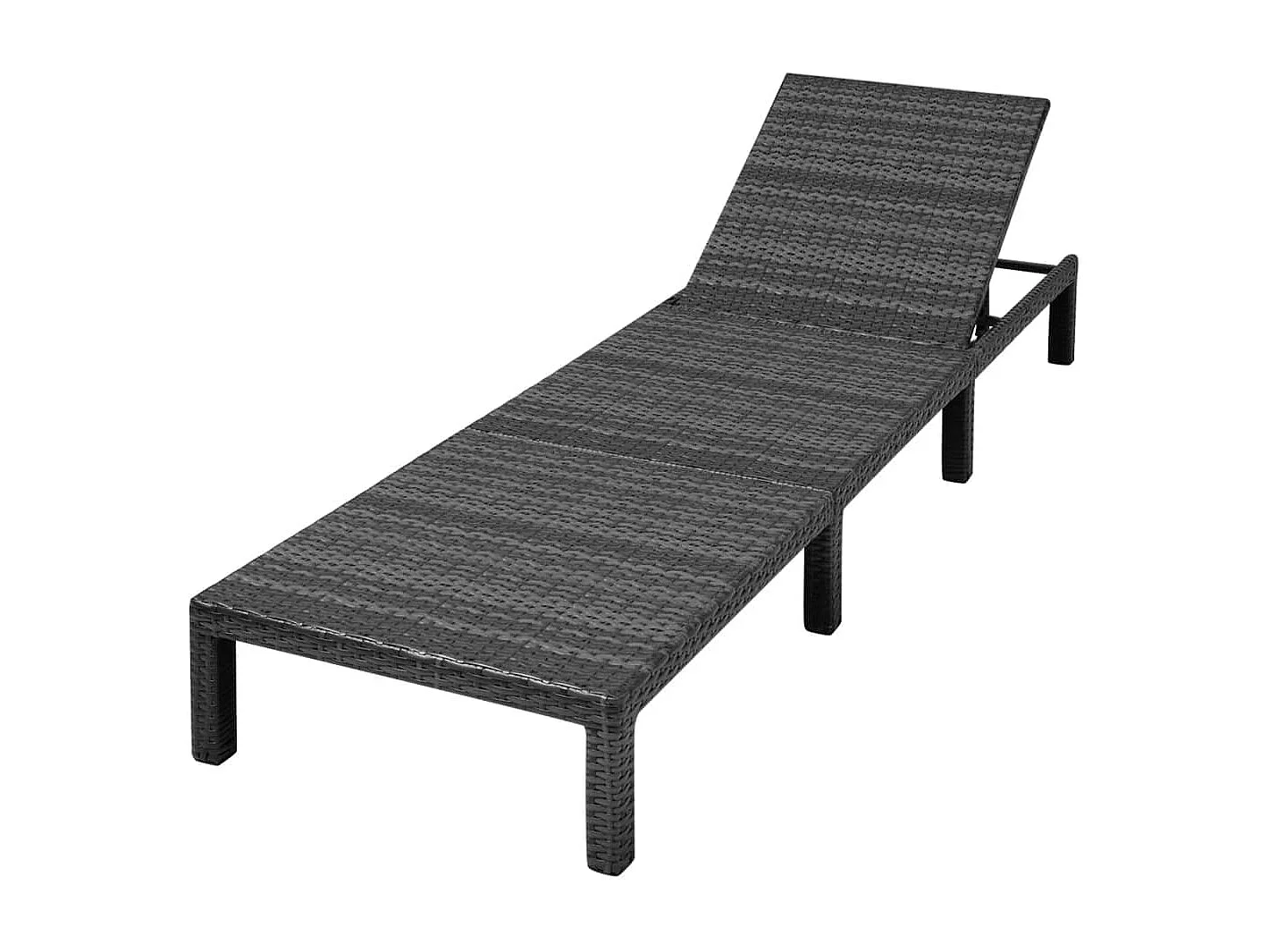 Chaise longue avec coussin Résine tressée Noir