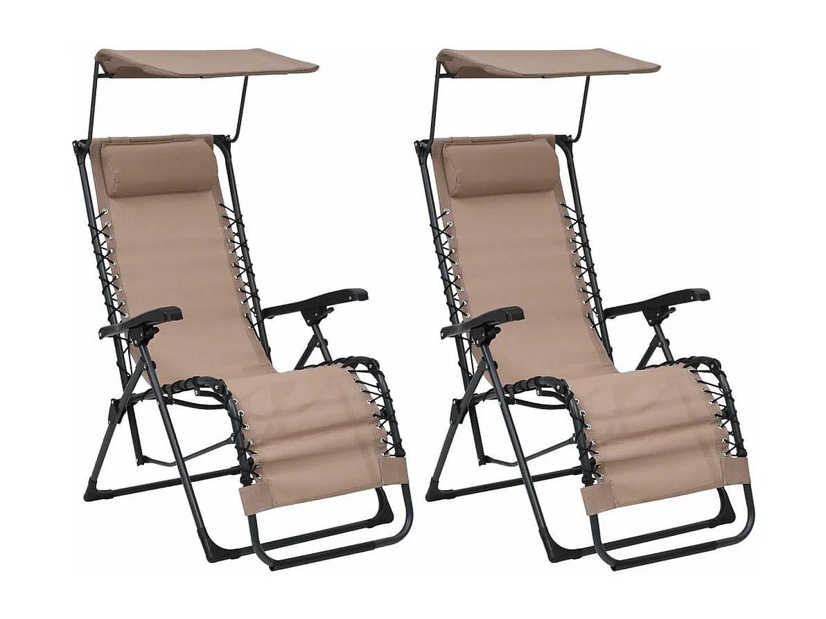 Terrasstoelen 2 st inklapbaar textileen taupe