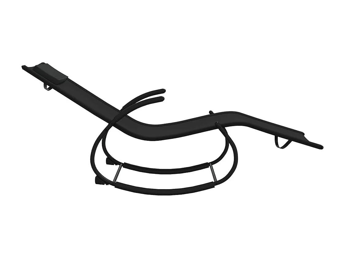 Chaises longues à bascule 2 pcs Noir Acier et textilène