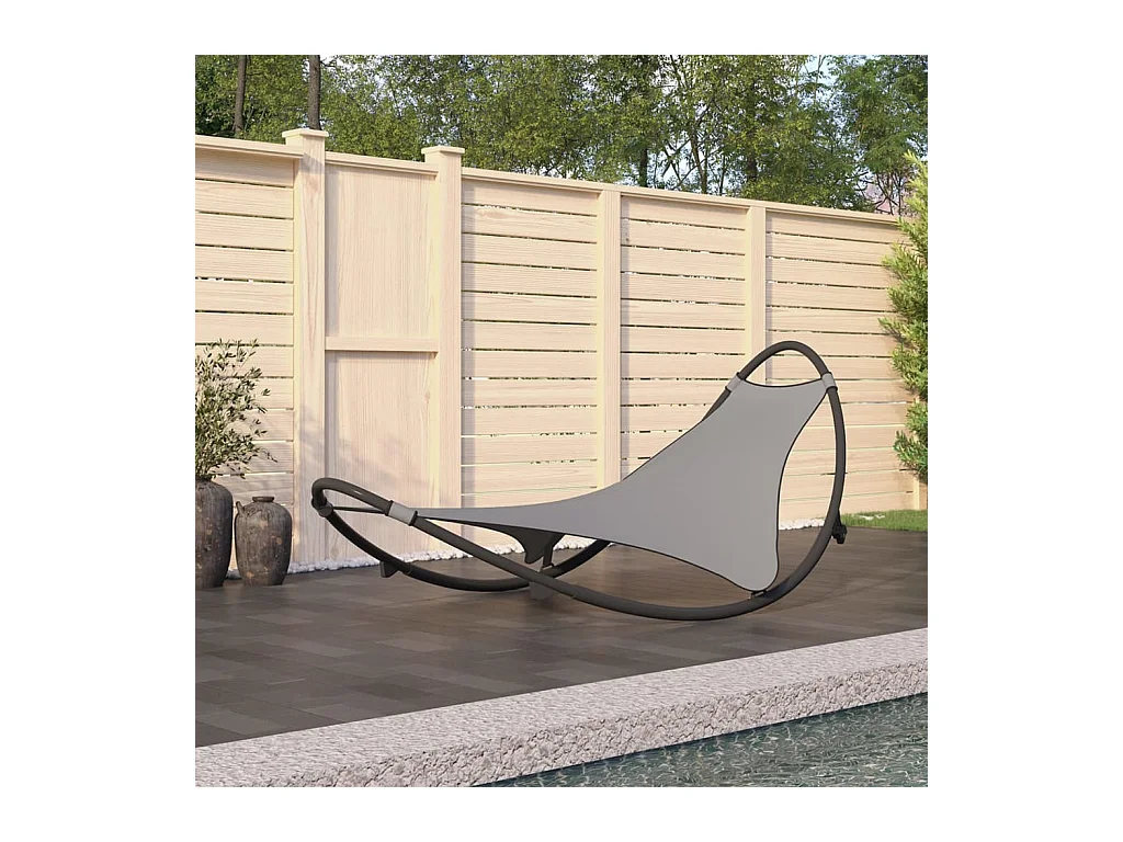 Chaise longue à bascule avec roues Acier et textilène Gris