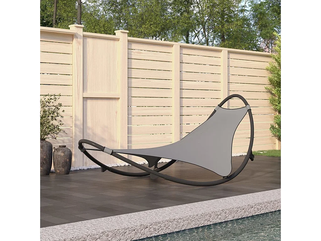 Chaise longue à bascule avec roues Acier et textilène Gris