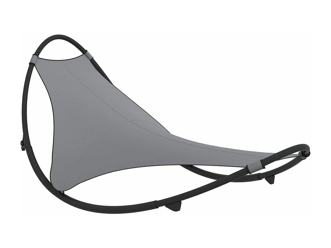 Chaise longue à bascule avec roues Acier et textilène Gris