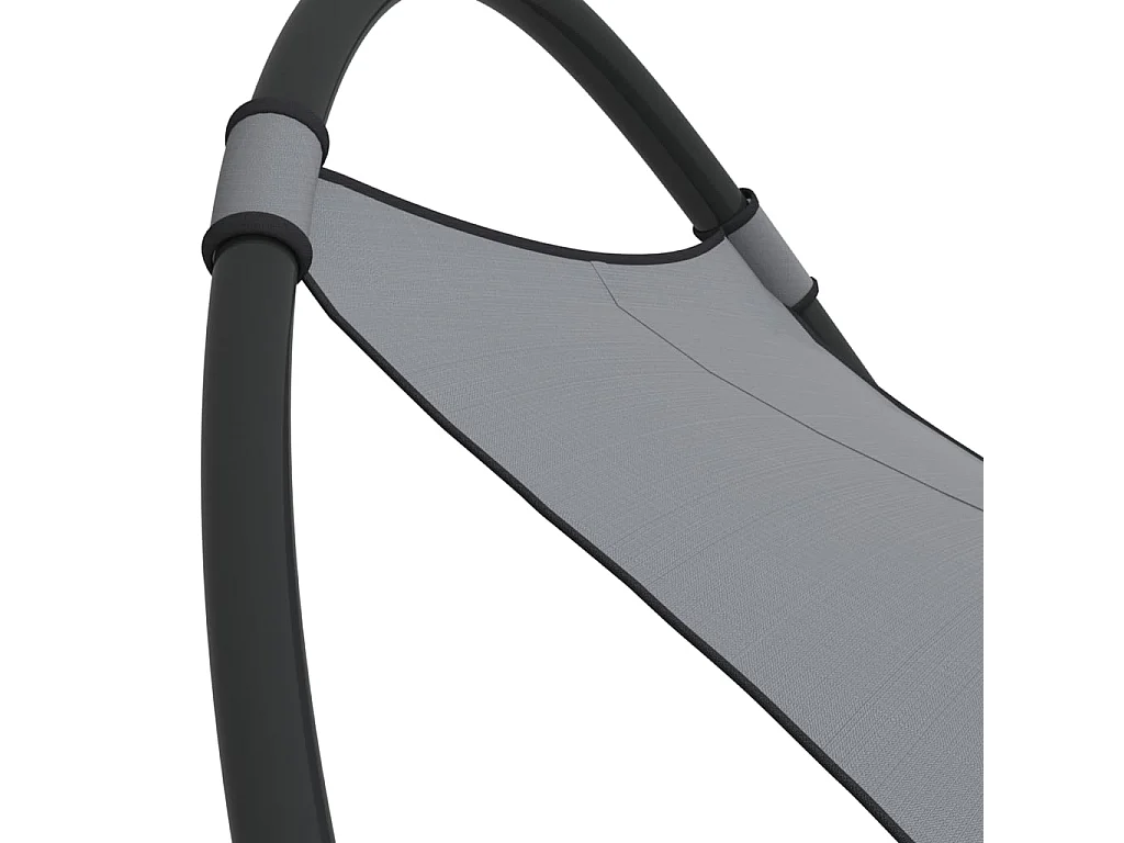 Chaise longue à bascule avec roues Acier et textilène Gris