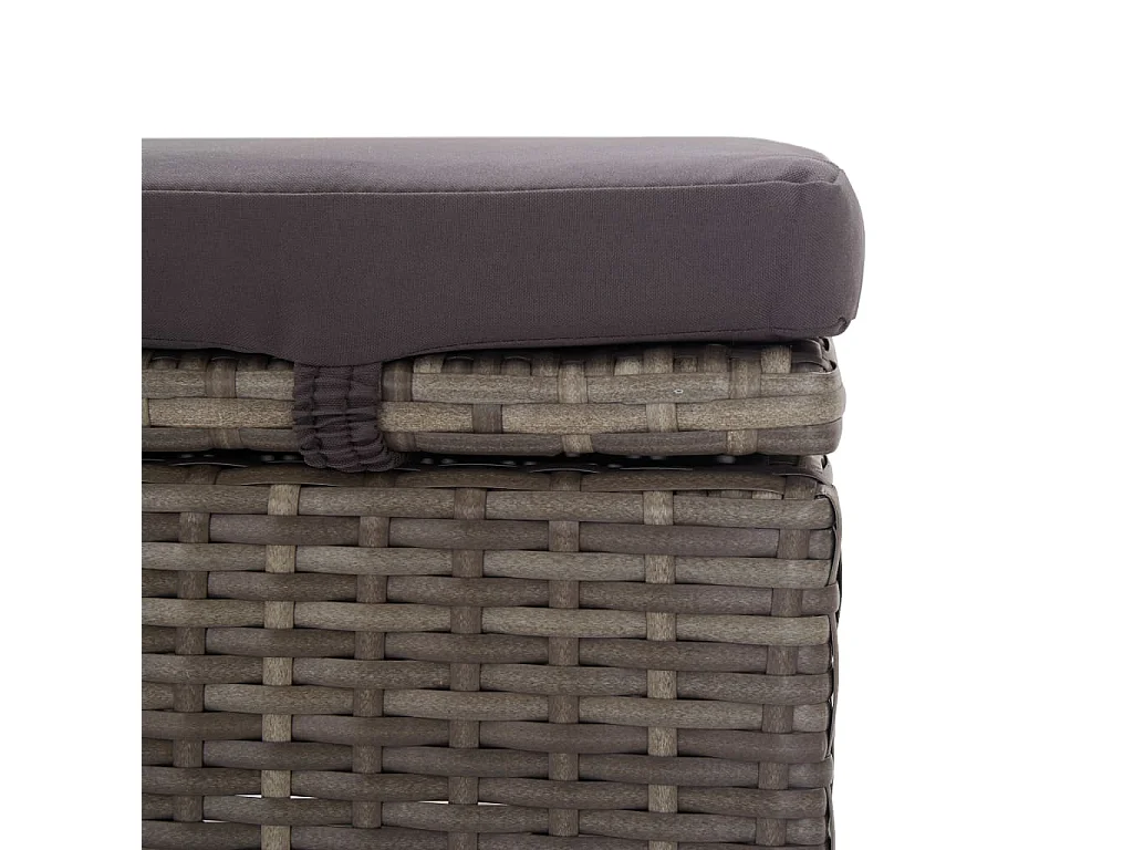 Ligbed met luifel en kussen poly rattan grijs