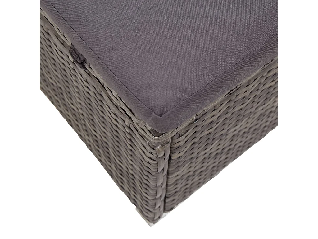 Ligbed met luifel en kussen poly rattan grijs