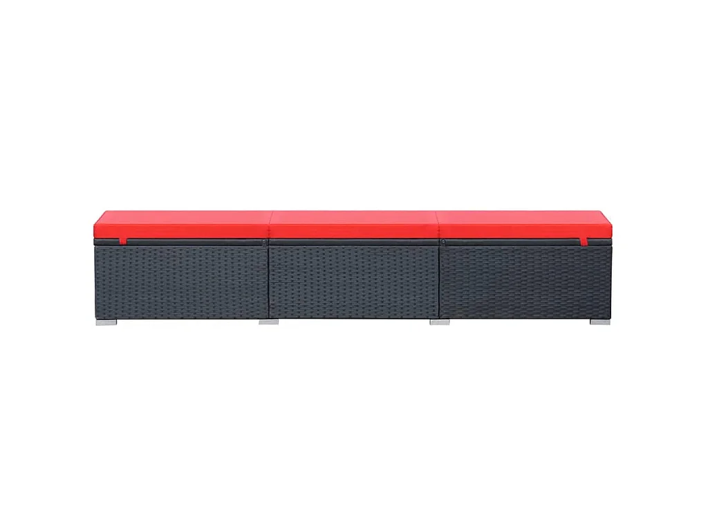 Lettino Prendisole con Cuscino in Polyrattan Nero