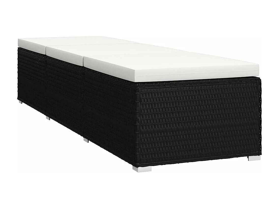 Chaise longue avec coussin et table à thé rotin Blanc crème