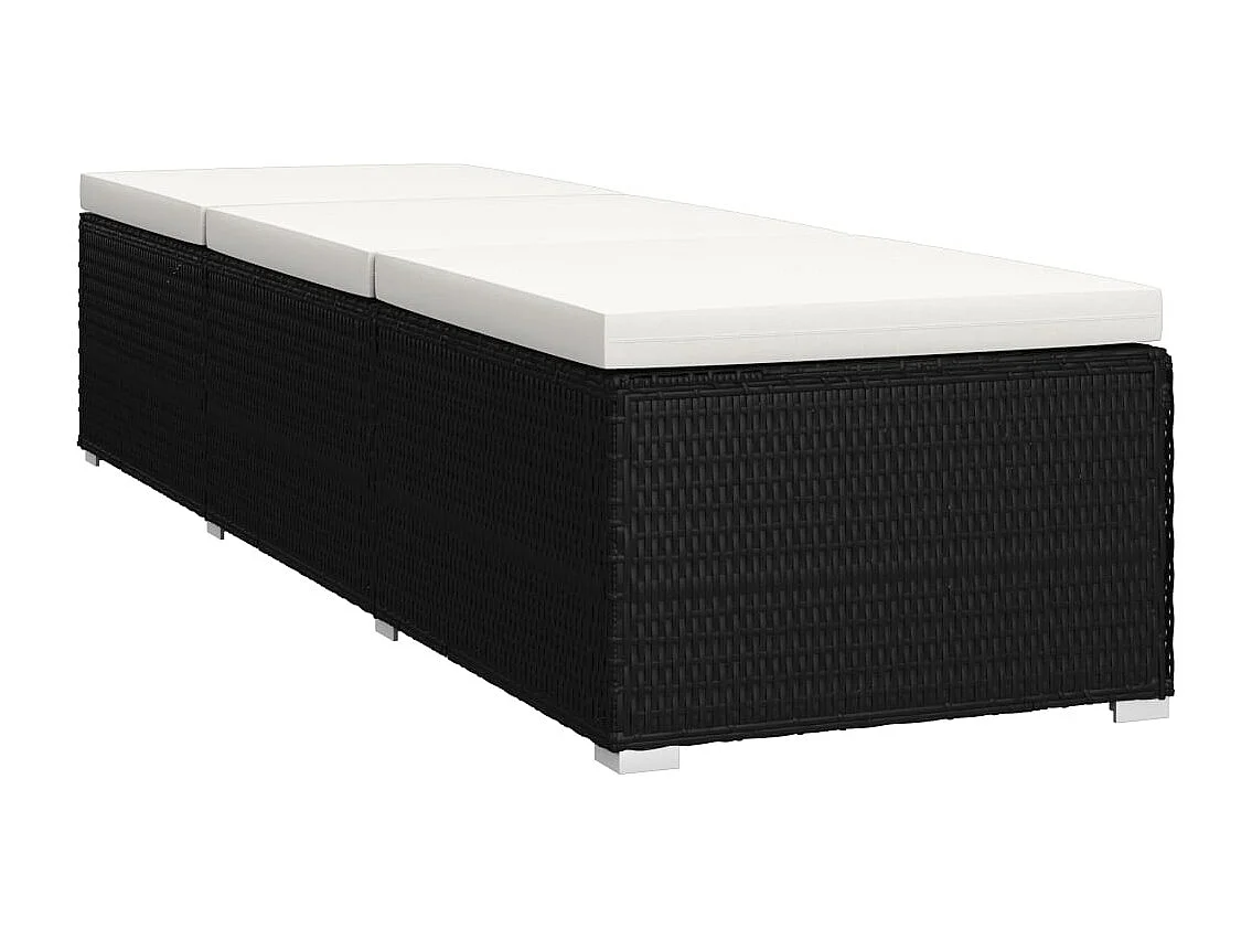 Sonnenliege mit Auflage und Teetisch Poly Rattan Cremeweiß