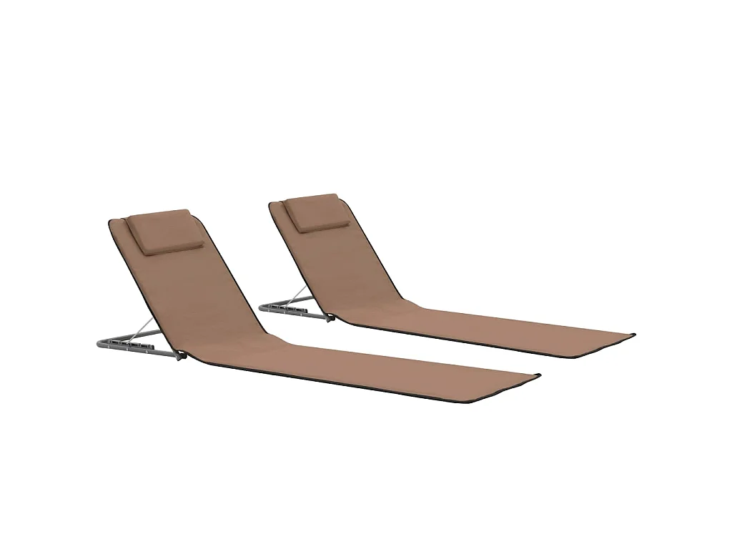 Klappbare Strandmatte 2 Stk. Stahl und Stoff Braun