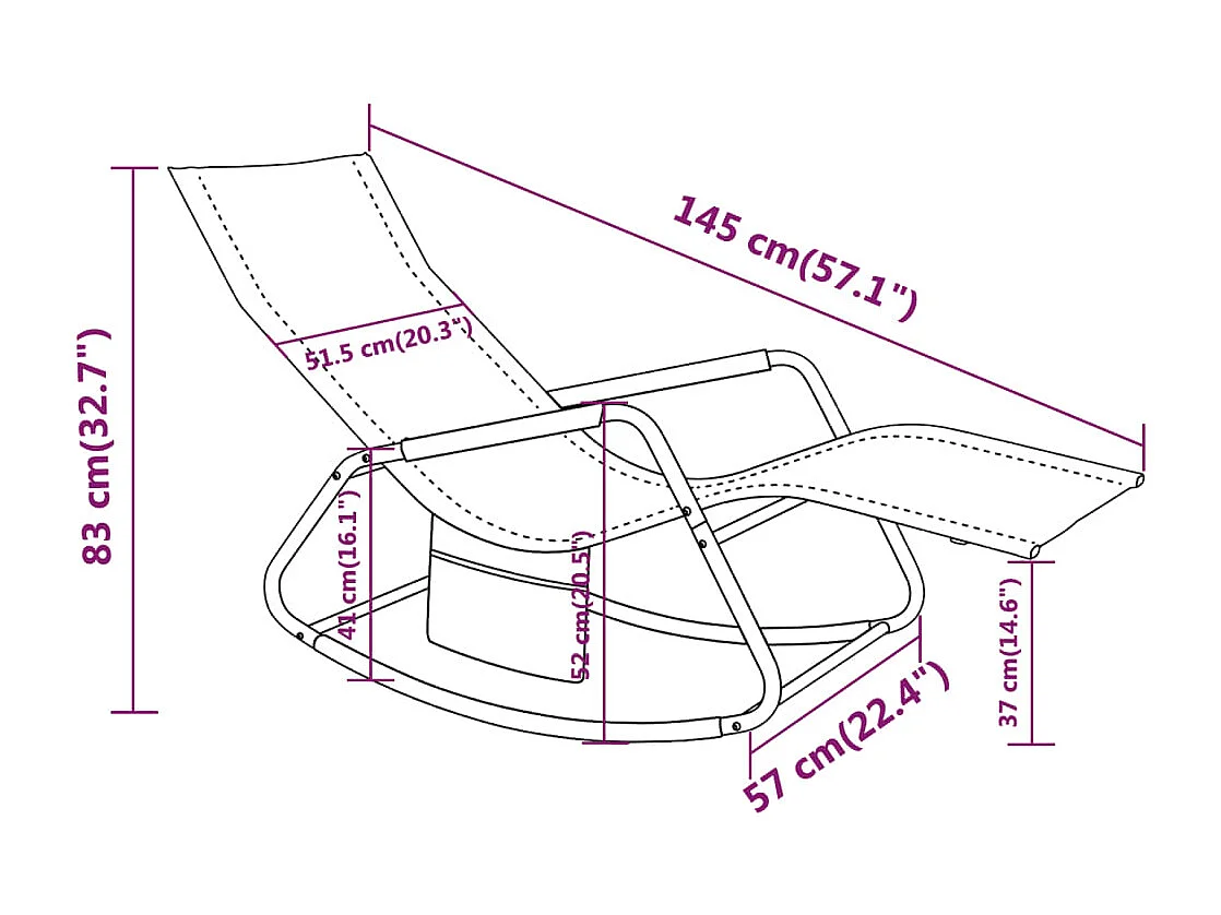 Sonnenliege Stahl und Textilene Creme