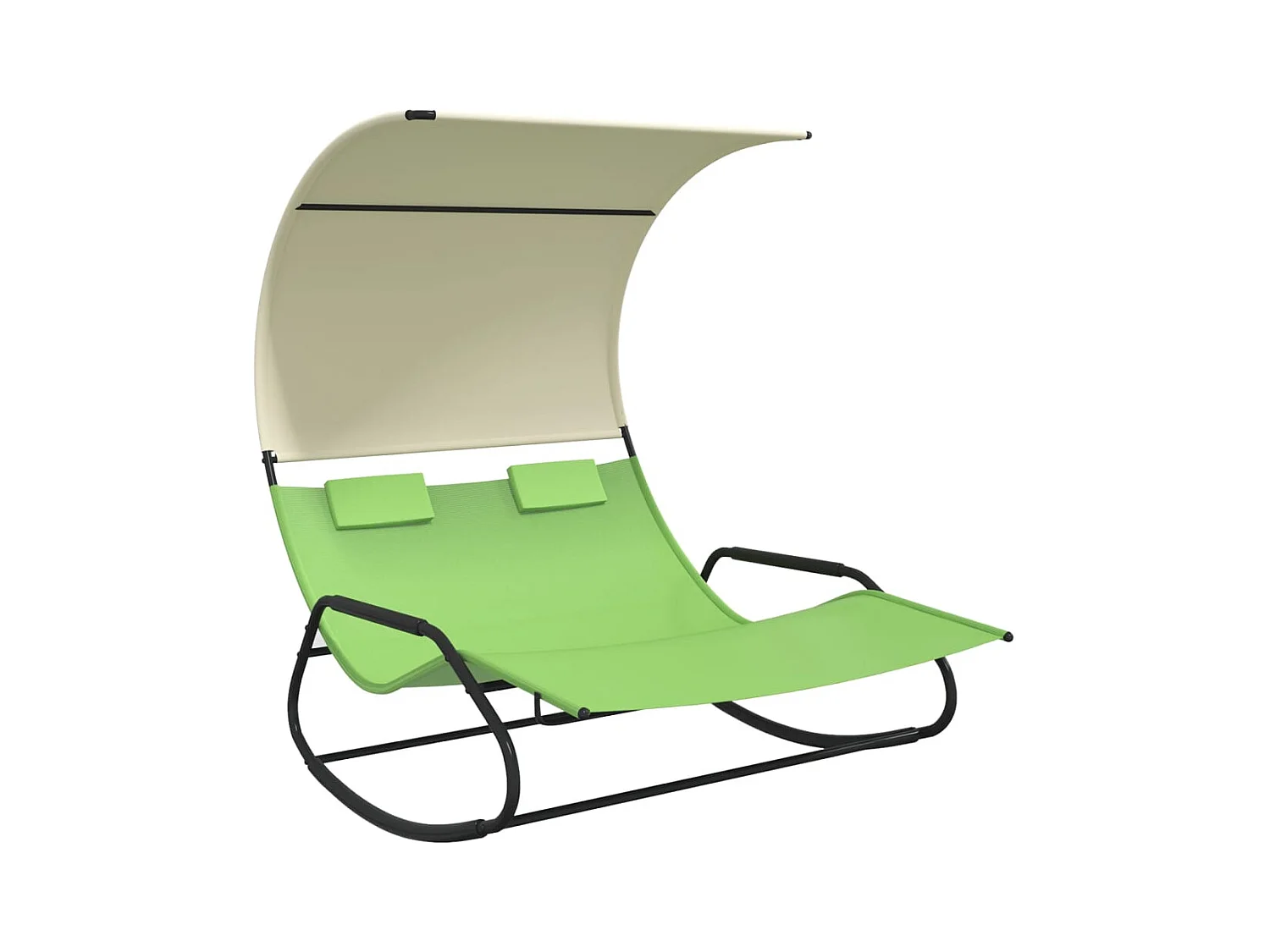 Doppel-Schaukelliege mit Sonnendach Grün und Creme