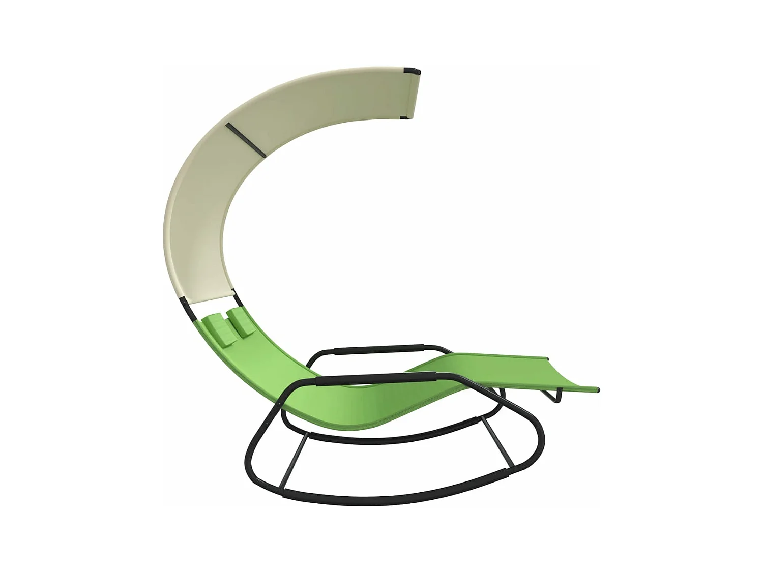 Doppel-Schaukelliege mit Sonnendach Grün und Creme