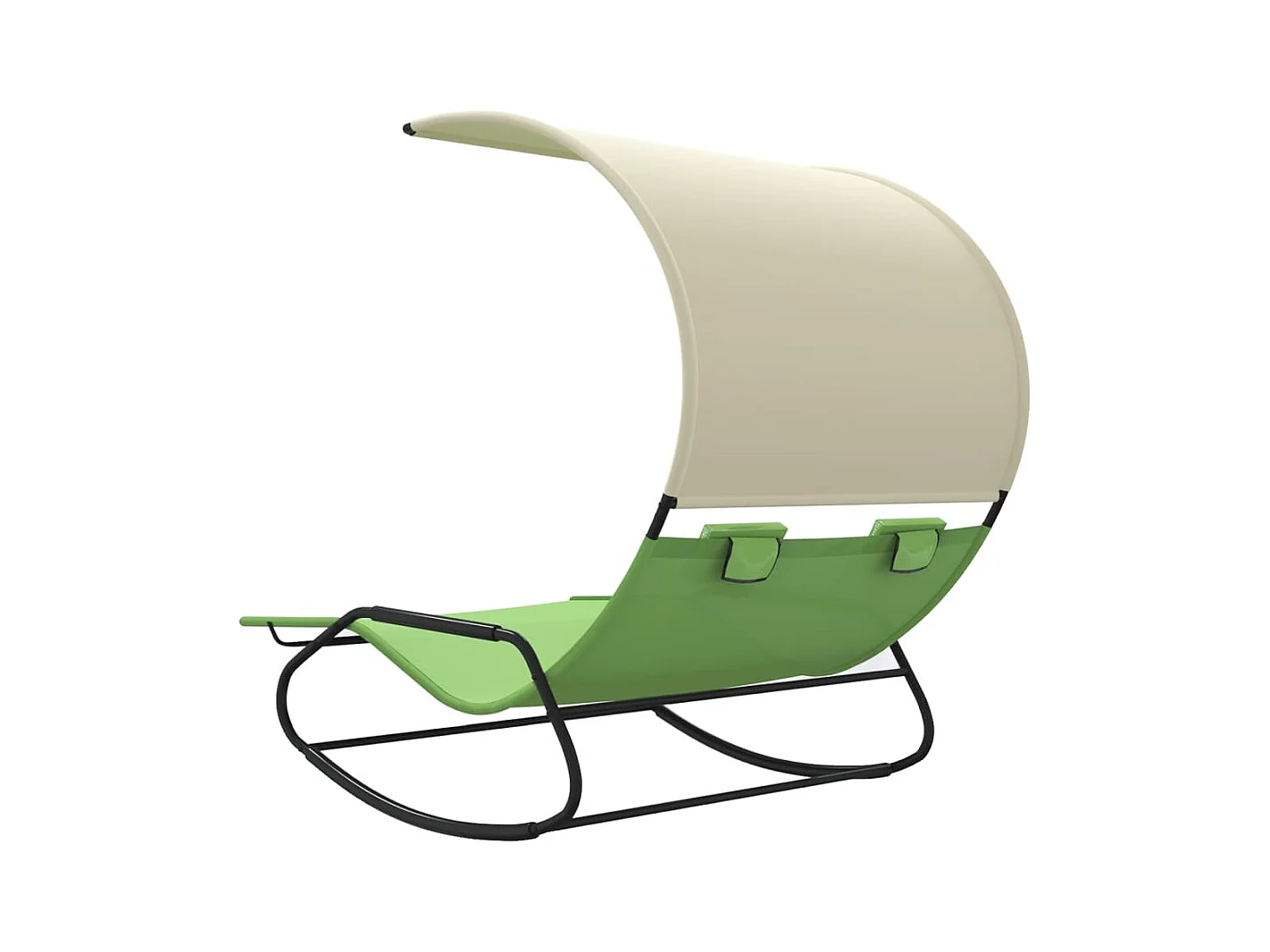 Doppel-Schaukelliege mit Sonnendach Grün und Creme