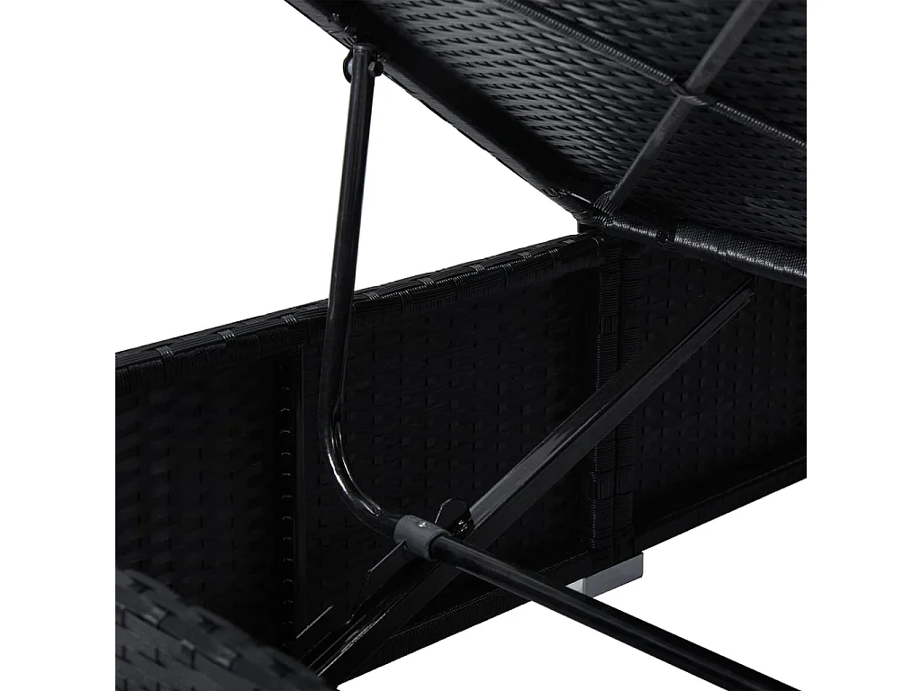 Sonnenliege mit Auflage und Teetisch Poly Rattan Schwarz