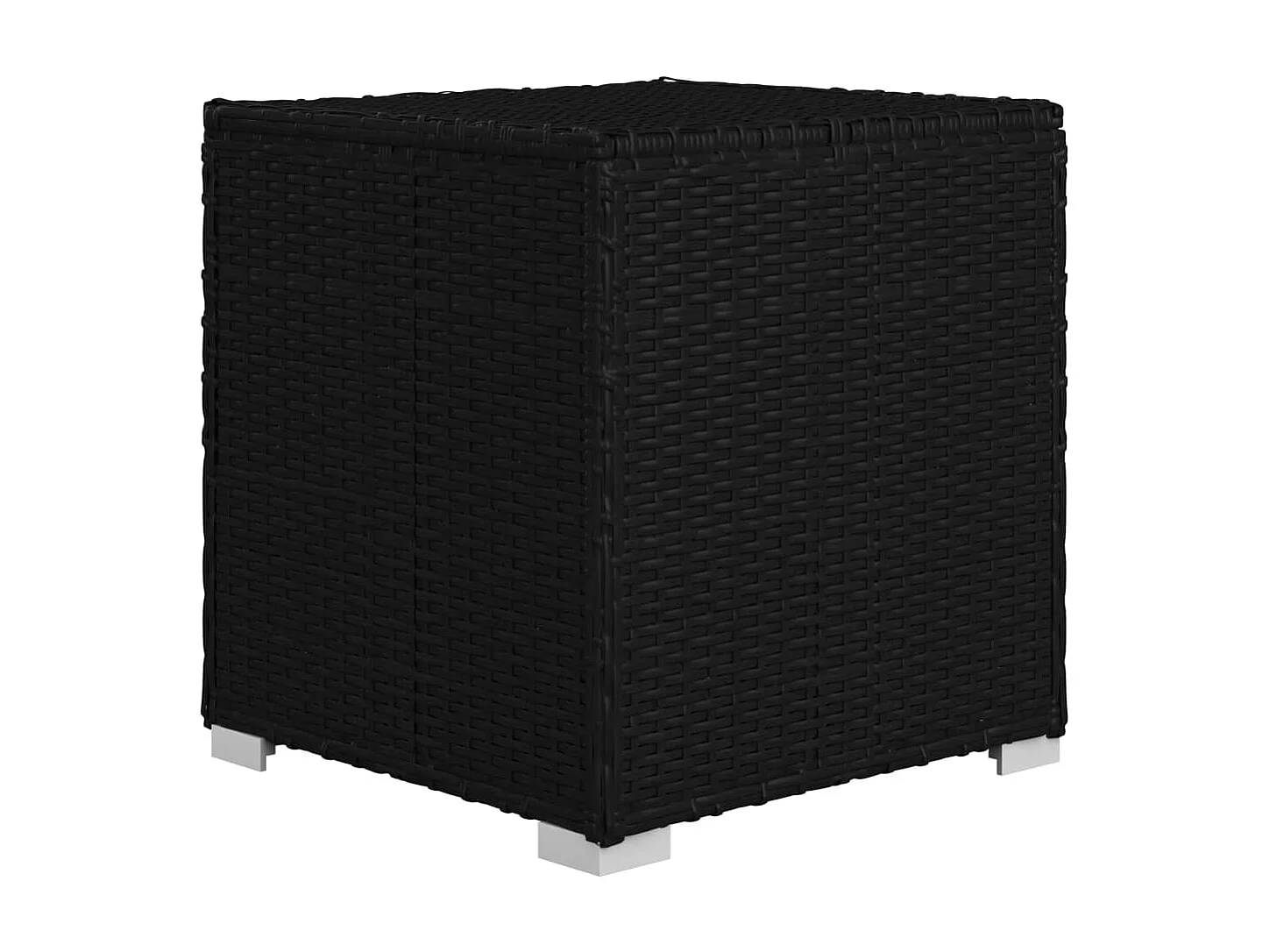 Sonnenliege mit Auflage und Teetisch Poly Rattan Schwarz