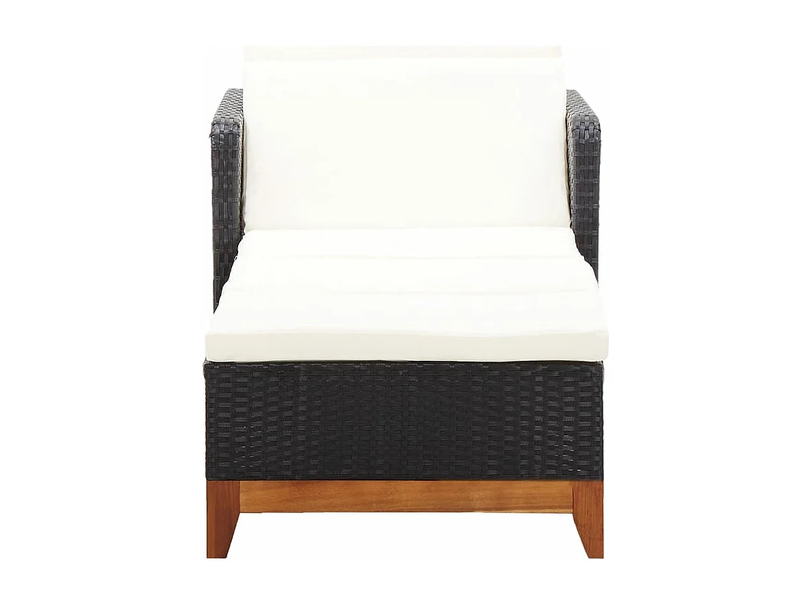 Tumbona de ratán sintético y madera maciza de acacia negro