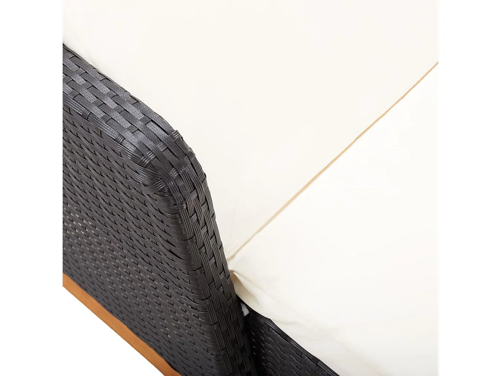 Lettino Prendisole Polyrattan e Legno Massello di Acacia Nero