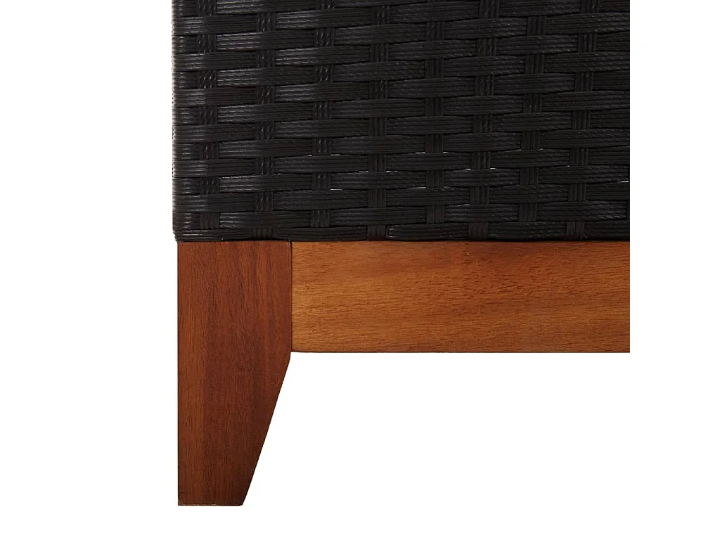 Lettino Prendisole Polyrattan e Legno Massello di Acacia Nero