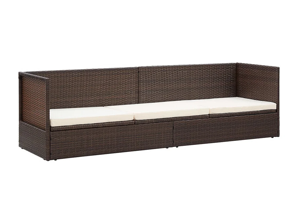 Garten-Sofabett mit Kissen Poly Rattan Braun
