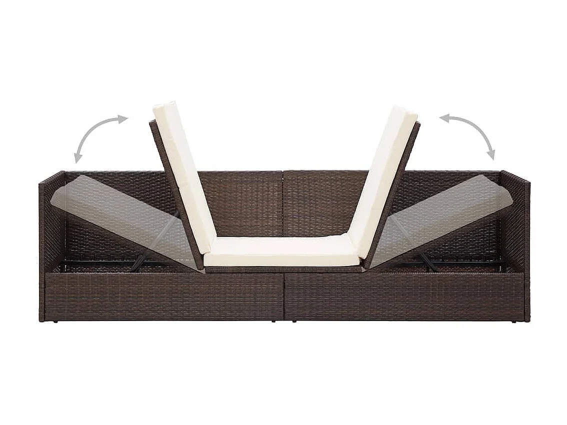 Garten-Sofabett mit Kissen Poly Rattan Braun