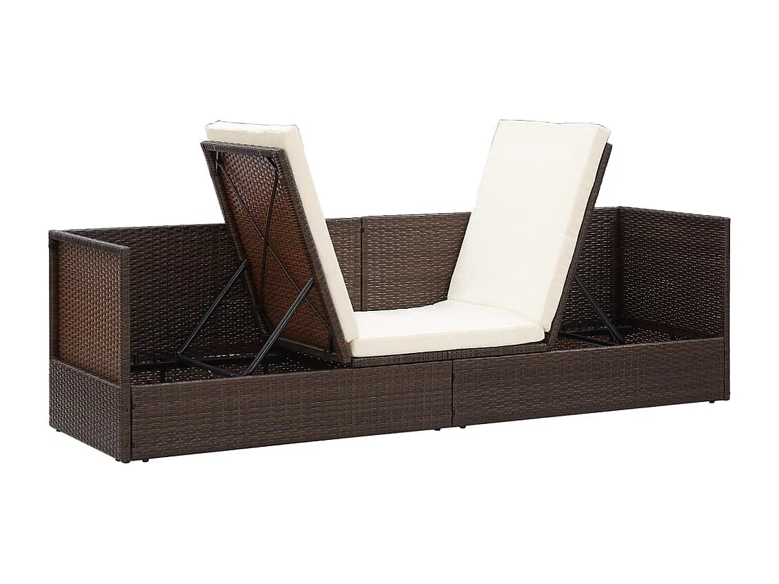 Garten-Sofabett mit Kissen Poly Rattan Braun