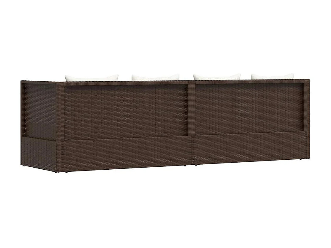 Garten-Sofabett mit Kissen Poly Rattan Braun