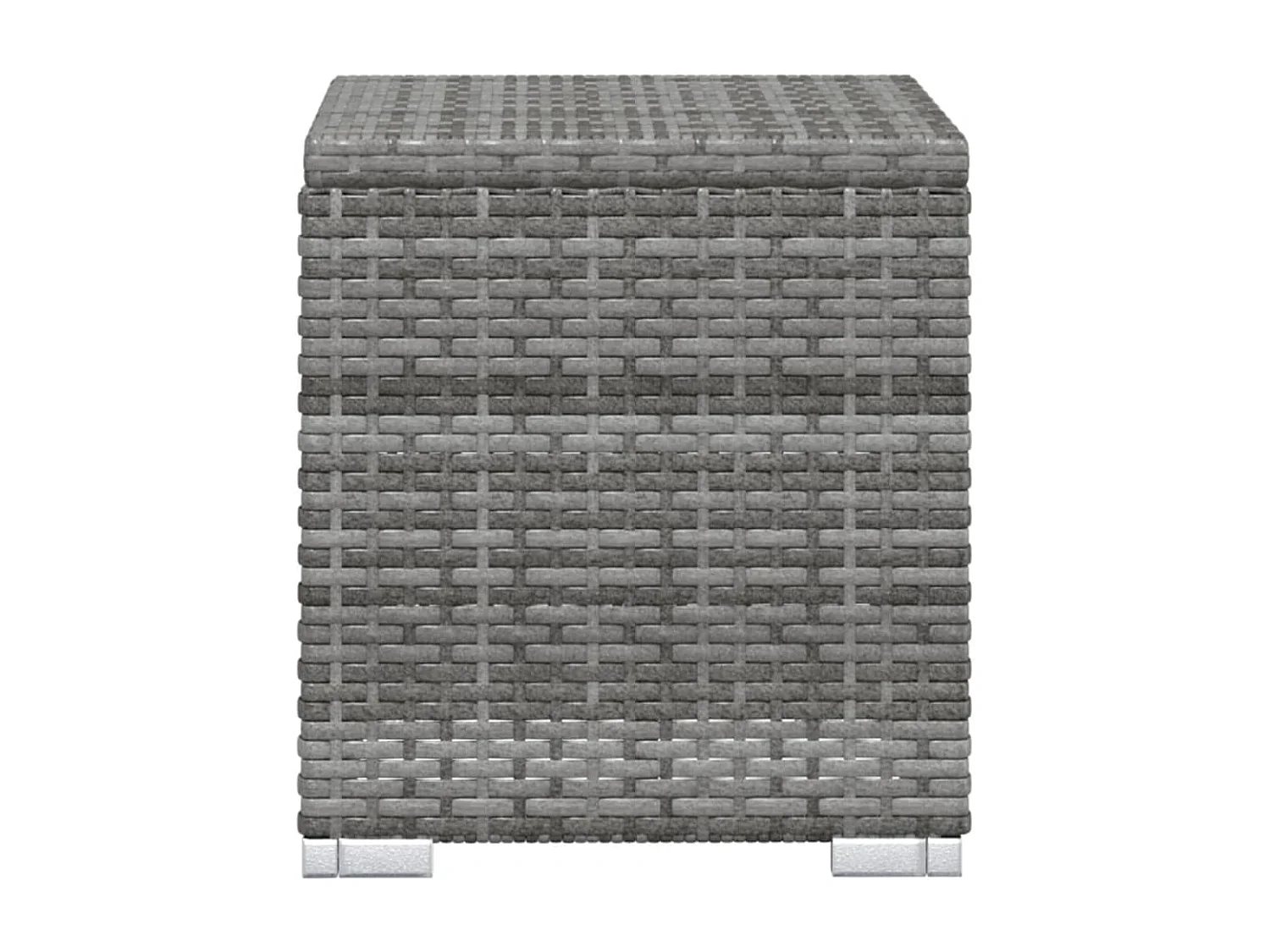 Lettino Prendisole con Cuscino e Tavolino in Polyrattan Grigio