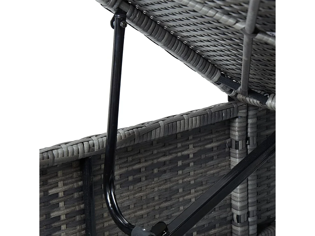 Sonnenliege mit Auflage und Teetisch Poly Rattan Grau