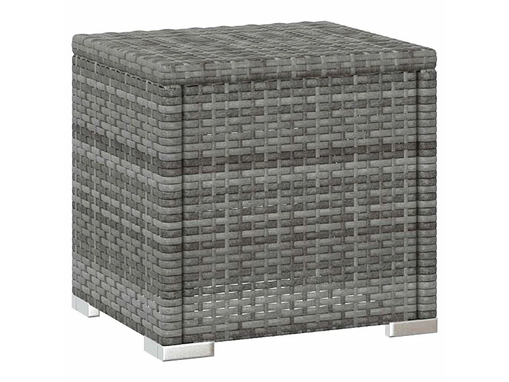 Lettino Prendisole con Cuscino e Tavolino in Polyrattan Grigio