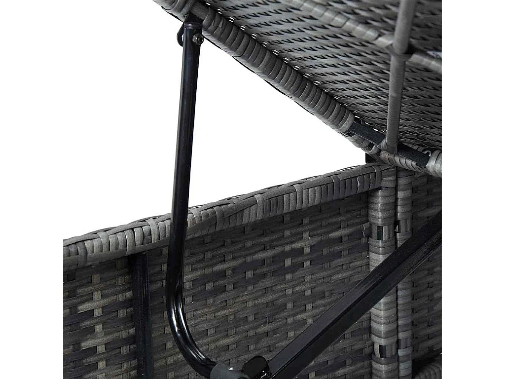 Lettino Prendisole con Cuscino e Tavolino in Polyrattan Grigio