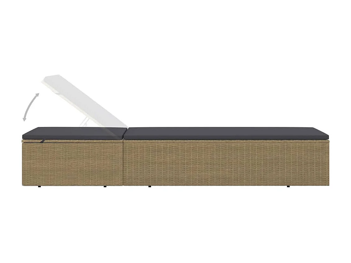 Chaise longue Résine tressée Marron et gris foncé