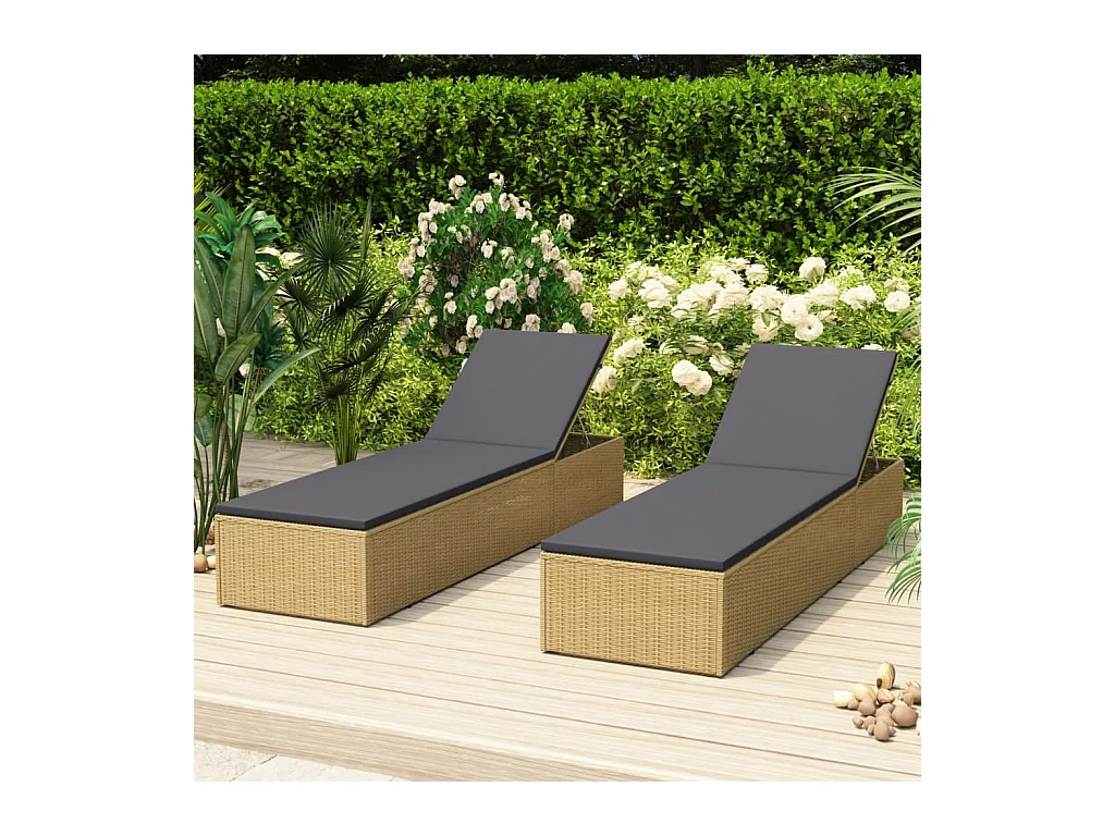 Chaise longue Résine tressée Marron et gris foncé