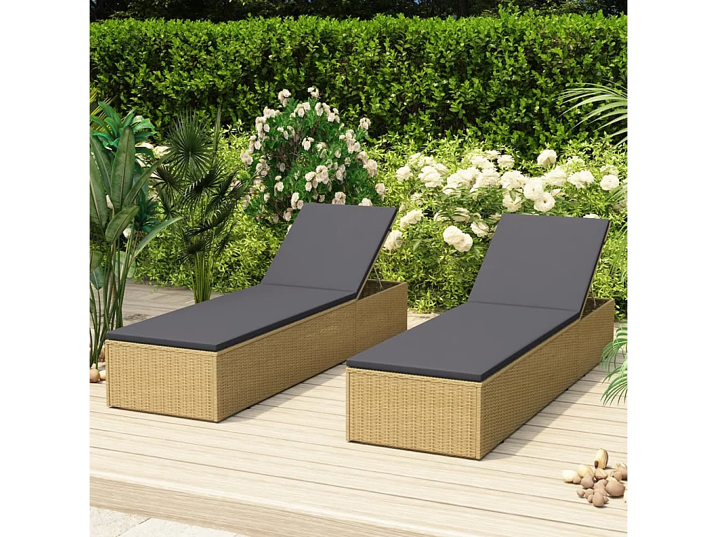 Ligbed poly rattan bruin en donkergrijs