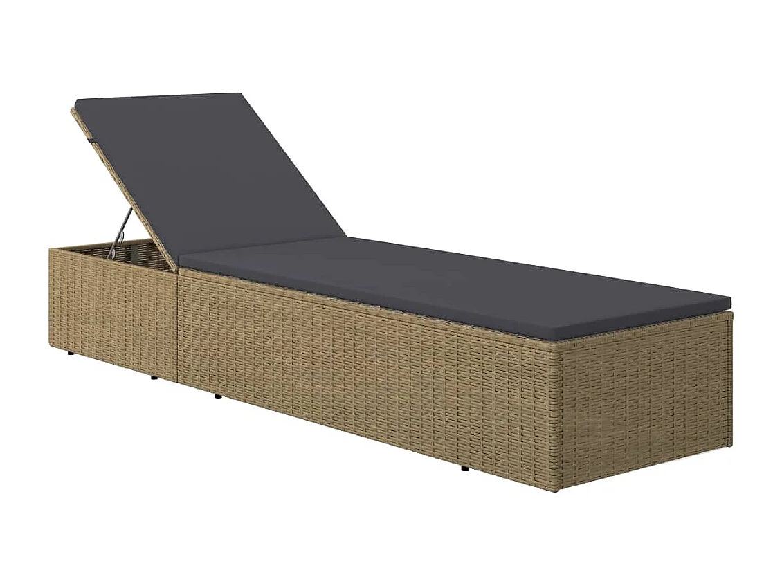 Ligbed poly rattan bruin en donkergrijs