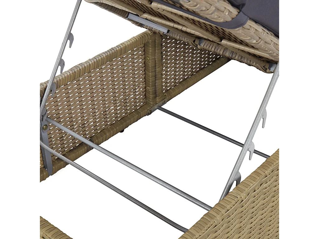 Ligbed poly rattan bruin en donkergrijs
