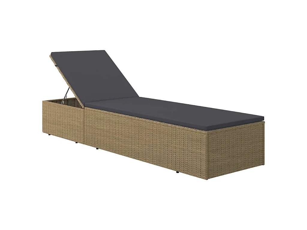 Ligbed poly rattan bruin en donkergrijs