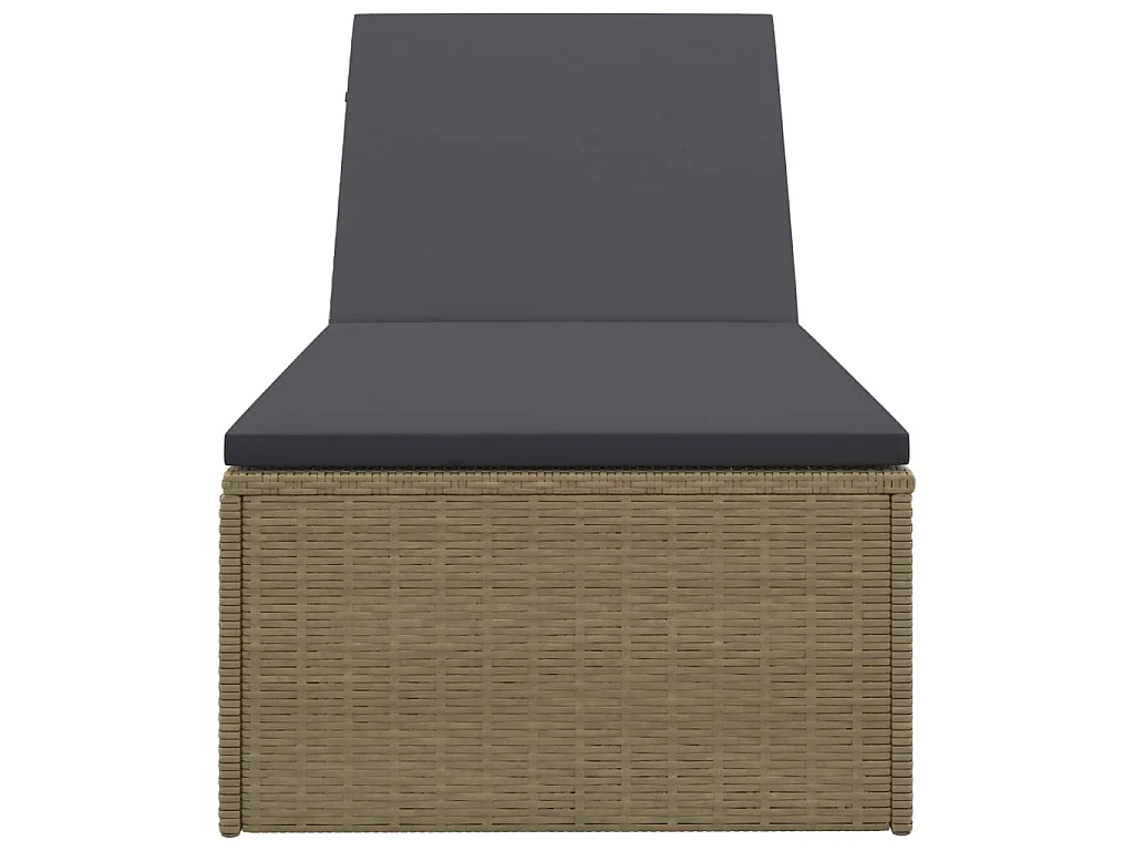 Ligbed poly rattan bruin en donkergrijs
