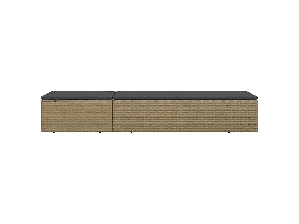 Ligbed poly rattan bruin en donkergrijs