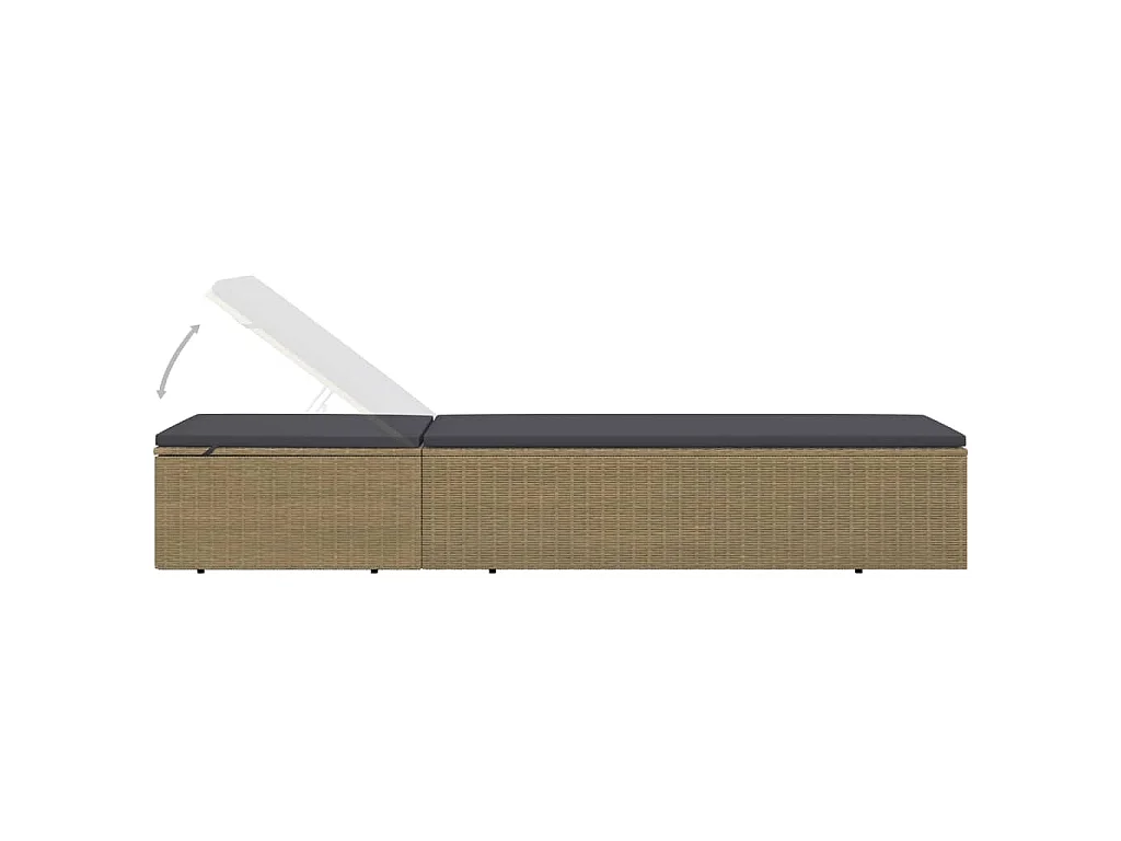 Ligbed poly rattan bruin en donkergrijs