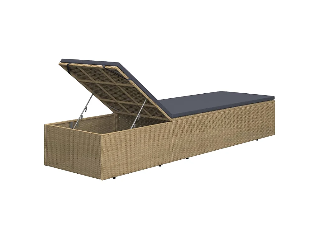 Ligbed poly rattan bruin en donkergrijs