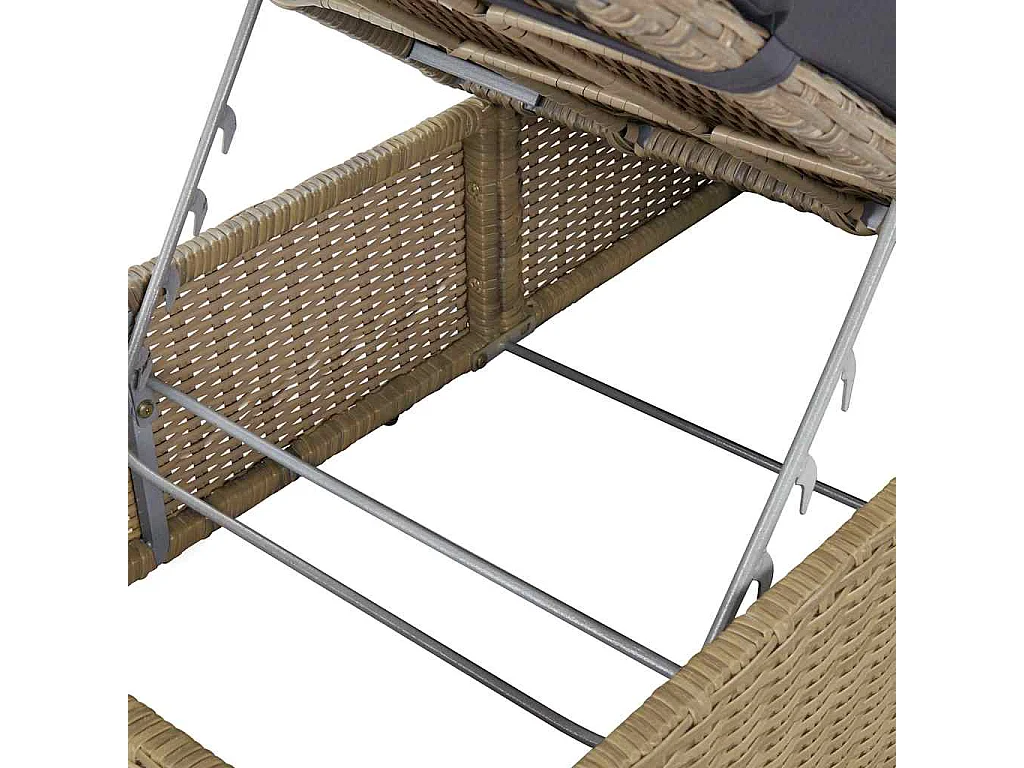 Chaise longue Résine tressée Marron et gris foncé