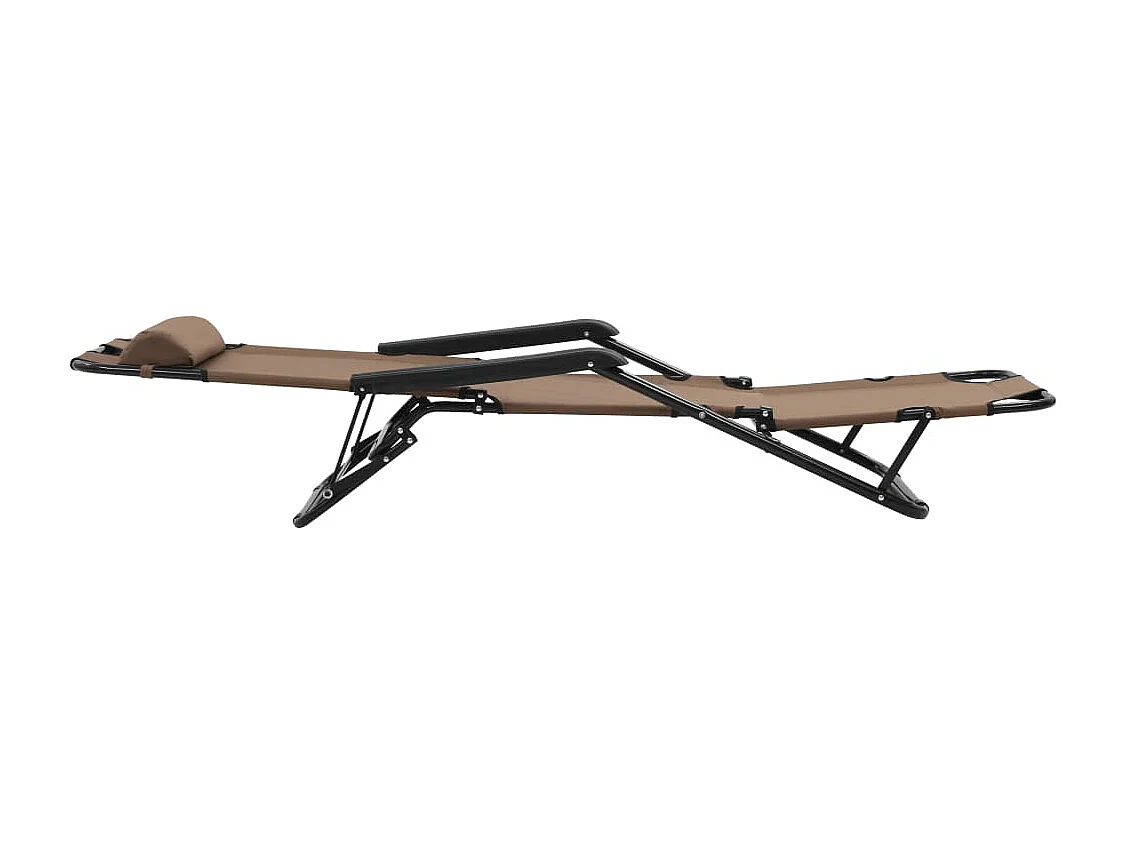 Chaises longues pliables 2 pcs avec repose-pied Acier Marron