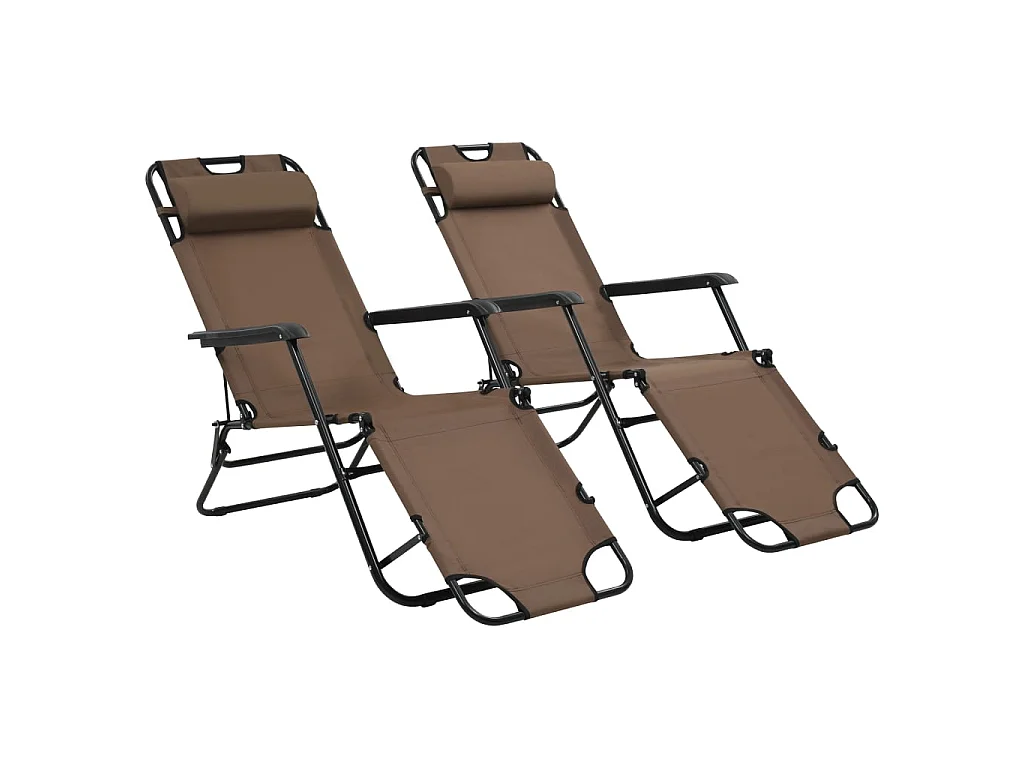 Klappbare Sonnenliegen 2 Stk. mit Fußablage Braun