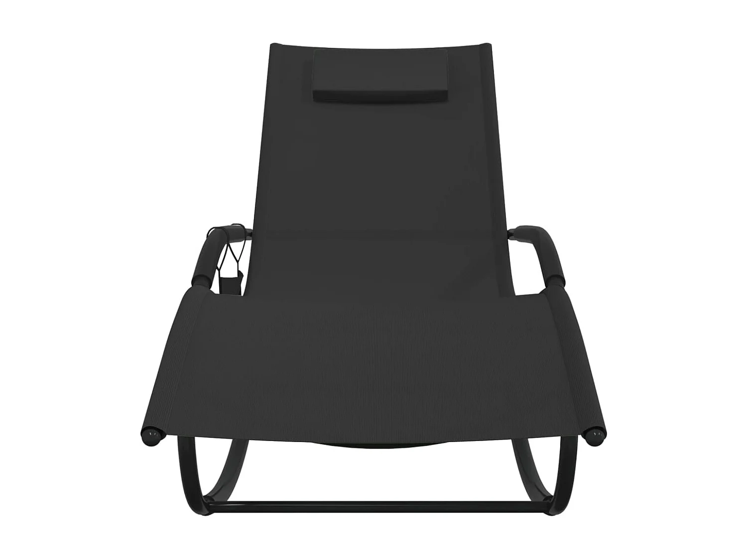 Chaises longues à bascule 2 pcs Noir Acier et textilène