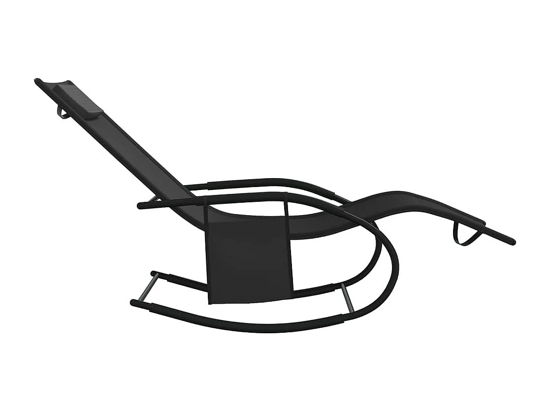 Chaises longues à bascule 2 pcs Noir Acier et textilène